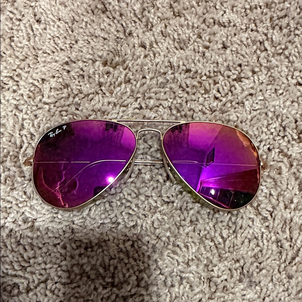 RAYBANS Aviator Flash Lenses with Gold Frame